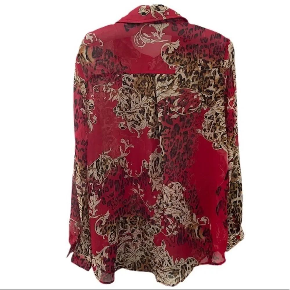 Pretty Little Things Patterned Button Down Blouse - Picture 2 of 6